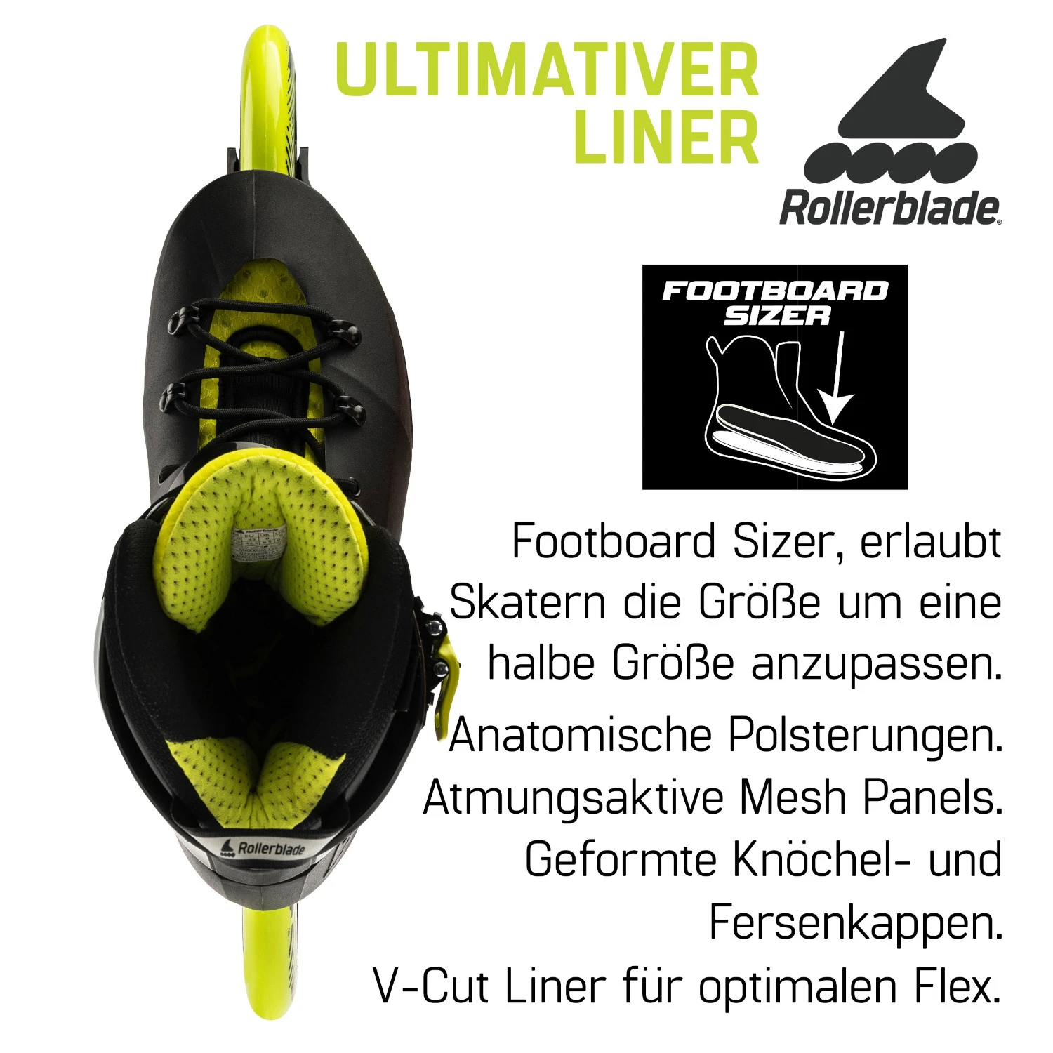 Rollerblade Maxxum 125 - Fitness Inline Skates - Black/lime 10 Rollerblade Maxxum 125 - Fitness Inline Skates - Black/lime - Afbeelding 8