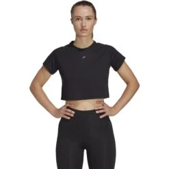 Adidas AEROREADY Train Essentials Crop T-Shirt Dames - Zwart HR7789