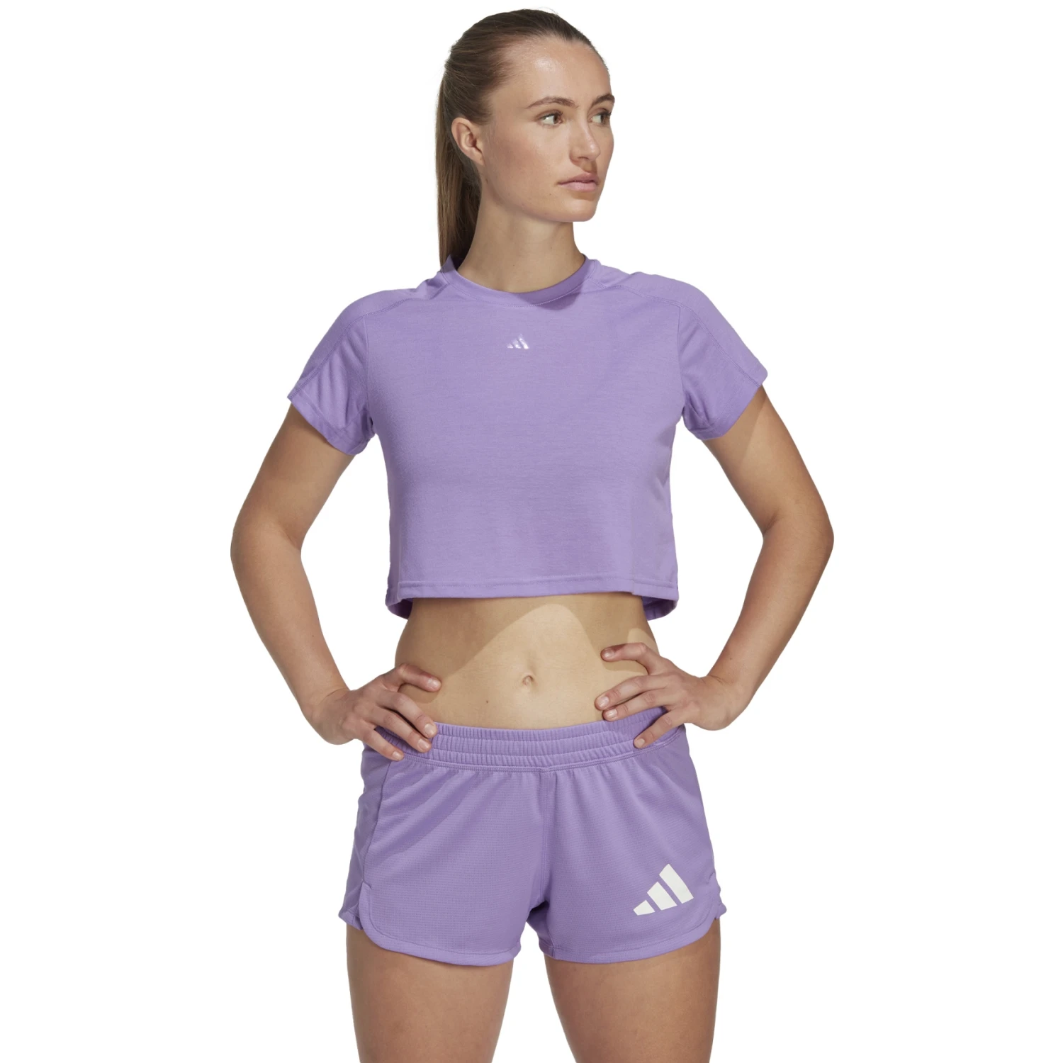 Adidas AEROREADY Train Essentials Crop T-Shirt Dames - Violet Fuse HR7790 3 Adidas AEROREADY Train Essentials Crop T-Shirt Dames - Violet Fuse HR7790