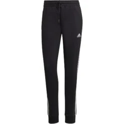 Adidas Essentials 3-Stripes Cuffed Joggingbroek Dames - Zwart/wit IC8770