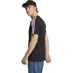 Adidas Essentials Single Jersey 3-Stripes T-Shirt Heren - Zwart/wit IC9334 -Fitness-Mode Winkel adidas essentials single jersey 3 stripes t shirt black white ic9334 5 1368205
