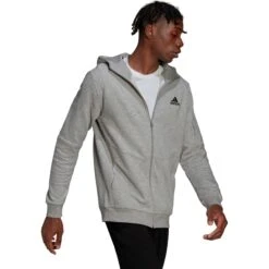 Adidas Essentials 4 Game Day Jas Met Capuchon Heren - Medium Grey Heather HE1806 -Fitness-Mode Winkel adidas men essentials 4 game day full zip hoodie medium grey heather 3 1352859