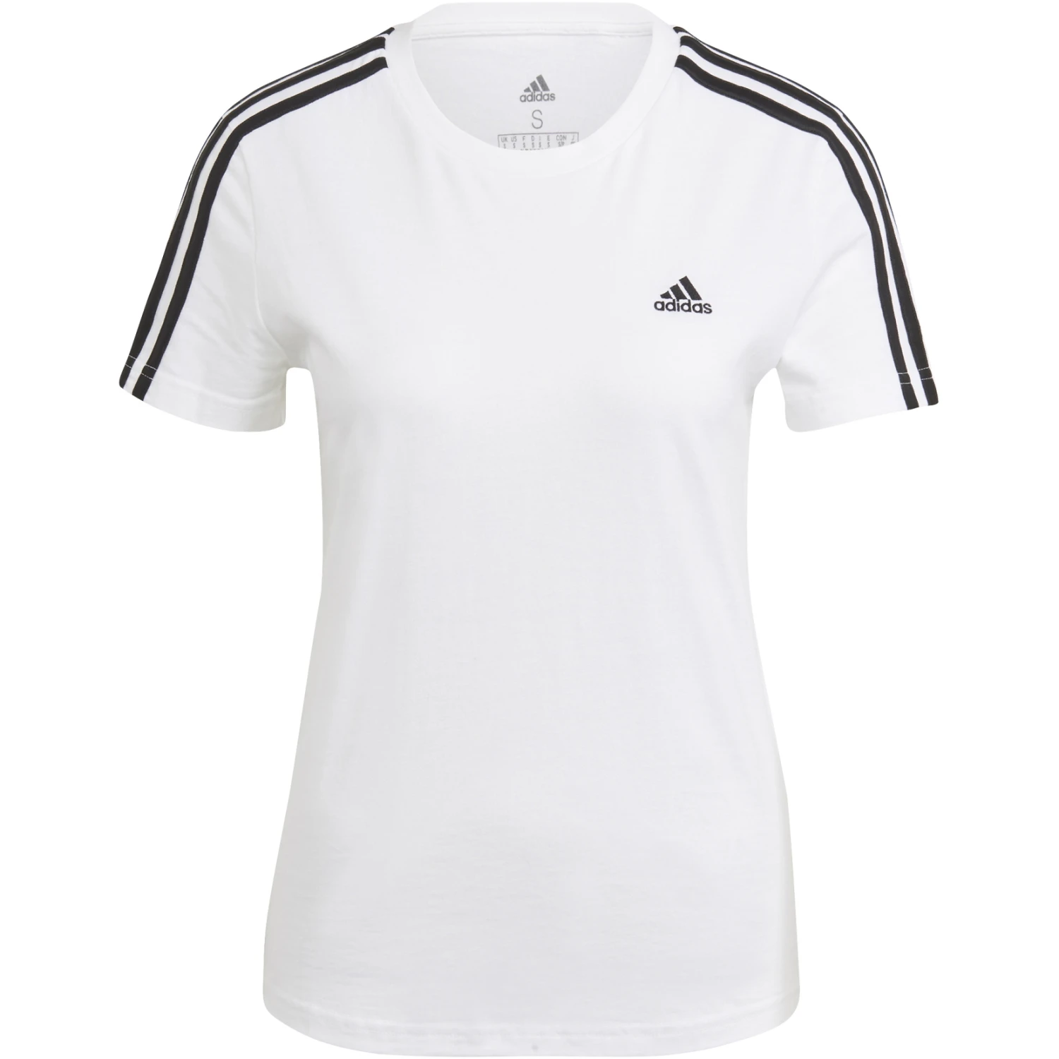 Adidas LOUNGEWEAR Essentials Slim 3-Stripes Shirt Dames - Wit/zwart GL0783 3 Adidas LOUNGEWEAR Essentials Slim 3-Stripes Shirt Dames - Wit/zwart GL0783