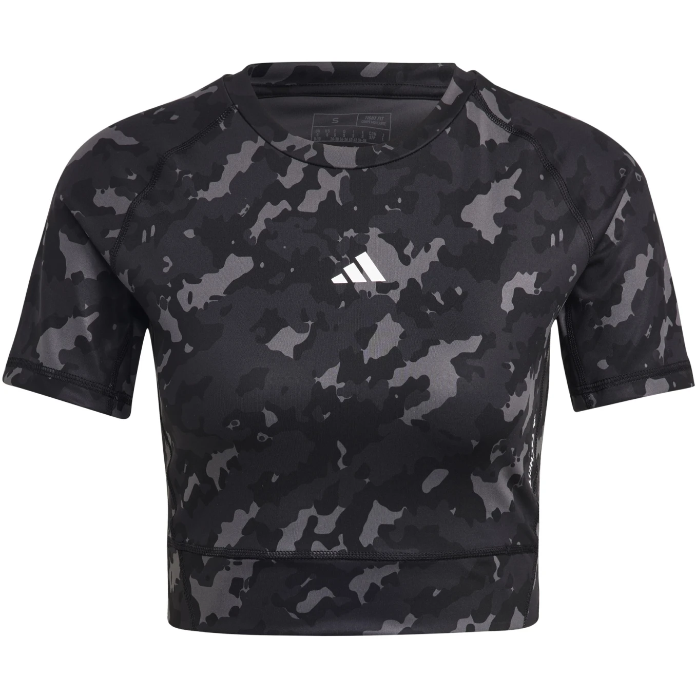 Adidas Techfit Camo Print Crop Training T-Shirt Dames - Carbon IC8052 8 Adidas Techfit Camo Print Crop Training T-Shirt Dames - Carbon IC8052 - Afbeelding 6