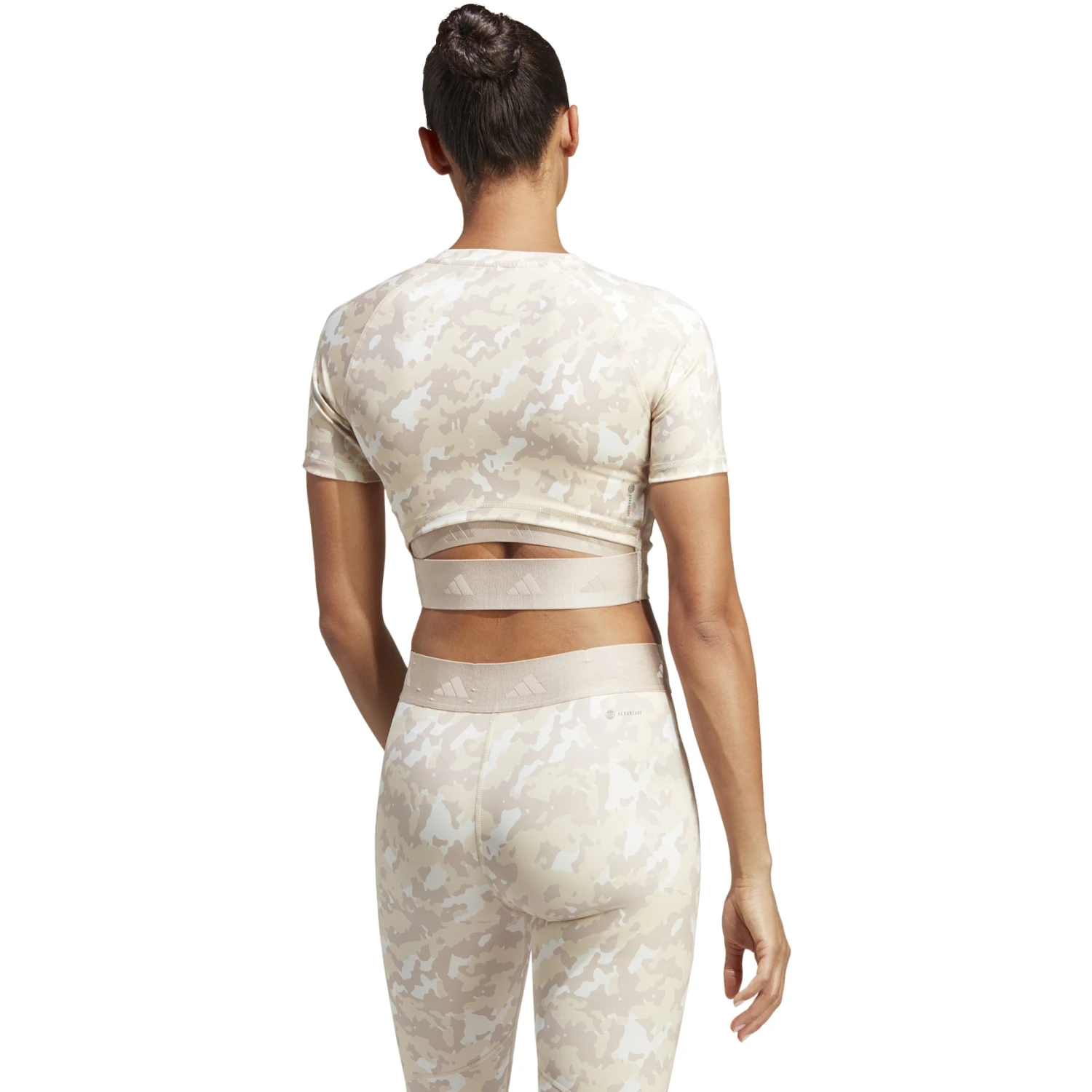 Adidas Techfit Camo Print Crop Training T-Shirt Dames - Wonder Taupe IC8053 4 Adidas Techfit Camo Print Crop Training T-Shirt Dames - Wonder Taupe IC8053 - Afbeelding 2