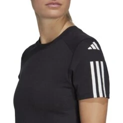 Adidas Train Essentials 3-Stripes Crop T-Shirt Dames - Zwart/wit HR7843 -Fitness-Mode Winkel adidas womens train essentials 3 stripes crop t shirt black white hr7843 6 1361054