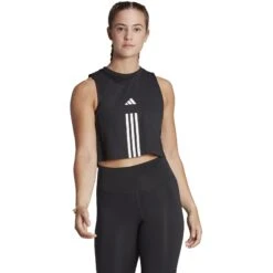 Adidas Train Essentials Cotton Crop Tanktop Dames - Zwart/wit HR7847 -Fitness-Mode Winkel adidas womens train essentials cotton crop tank black white hr7847 2 1369024
