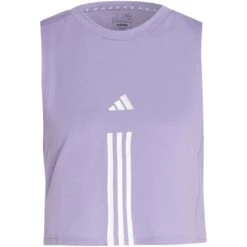 Adidas Train Essentials Cotton Crop Tanktop Dames - Violet Fuse/white HR7849