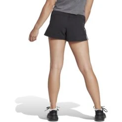 Adidas Train Essentials 3-Stripes Pacer Shorts Dames - Zwart/wit HR7853 -Fitness-Mode Winkel adidas womens train essentials train cotton 3 stripes pacer shorts black white hr7853 4 1361018