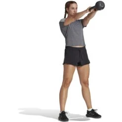 Adidas Train Essentials 3-Stripes Pacer Shorts Dames - Zwart/wit HR7853 -Fitness-Mode Winkel adidas womens train essentials train cotton 3 stripes pacer shorts black white hr7853 5 1361016