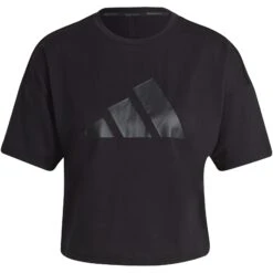 Adidas Train Icons 3 Bar Logo Shirt Damens - Zwart HD8973 -Fitness-Mode Winkel adidas womens train icons 3 bar logo t shirt black hd8973 6 1360144