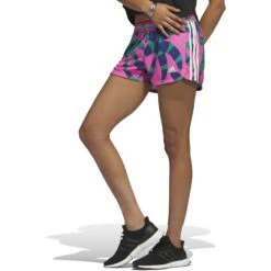 Adidas X FARM Rio Pacer 3-Stripes Shorts Dames - Pulmag/bgreen HS1197 -Fitness-Mode Winkel adidas womens x farm rio pacer 3 stripes knit shorts pulmag bgreen hs1197 2 1354984