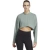 Adidas Yoga Studio Crop Sweatshirt Dames - Silk Green HR5086 -Fitness-Mode Winkel adidas womens yoga studio crop sweatshirt silk green hr5086 5 1416878