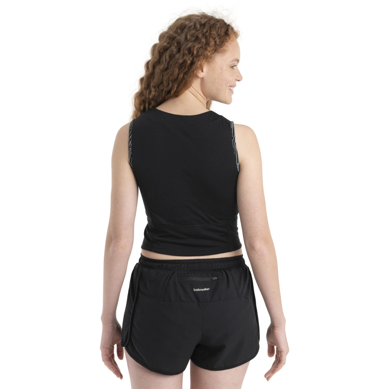 Icebreaker ZoneKnit™ Cropped Topo Lines BH-Shirt Dames - Zwart/Snow/AOP 4 Icebreaker ZoneKnit™ Cropped Topo Lines BH-Shirt Dames - Zwart/Snow/AOP - Afbeelding 2