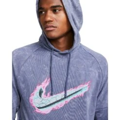 Nike Dri-FIT Fleece Fitness-Hoodie Heren - Diffused Blue DX1555-491 -Fitness-Mode Winkel nike dri fit fleece mens pullover fitness hoodie diffused blue dx1555 491 3 1476104