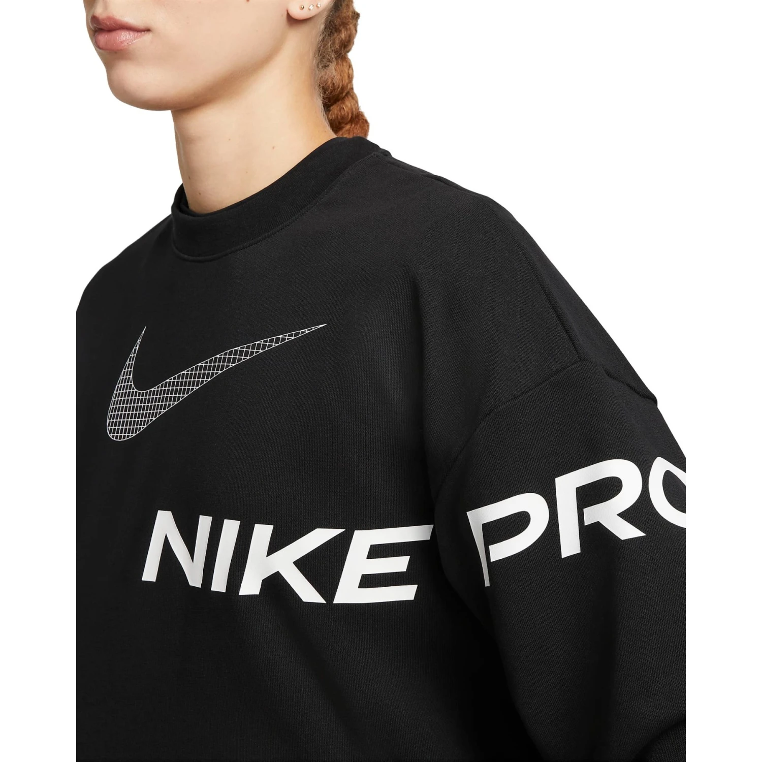 Nike Dri-FIT Get Fit French-Terry Sweatshirt Dames - Black/iron Grey/white DX0074-010 6 Nike Dri-FIT Get Fit French-Terry Sweatshirt Dames - Black/iron Grey/white DX0074-010 - Afbeelding 4