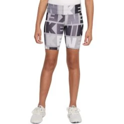 Nike Dri-FIT One Biker-Short Voor Kinderen - Lite Smoke Grey/black/white DZ4623-077 -Fitness-Mode Winkel nike dri fit one kids biker shorts lite smoke grey black white dz4623 077 2 1480744