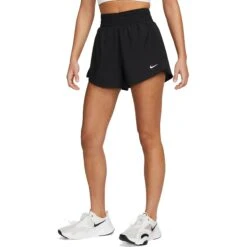 Nike One Dri-FIT 2-In-1 Korte Broek 3" Dames - Black/reflective Silver DX6016-010 -Fitness-Mode Winkel nike dri fit one womens high waisted 3 2 in 1 shorts black reflective silver dx6016 010 2 1479395