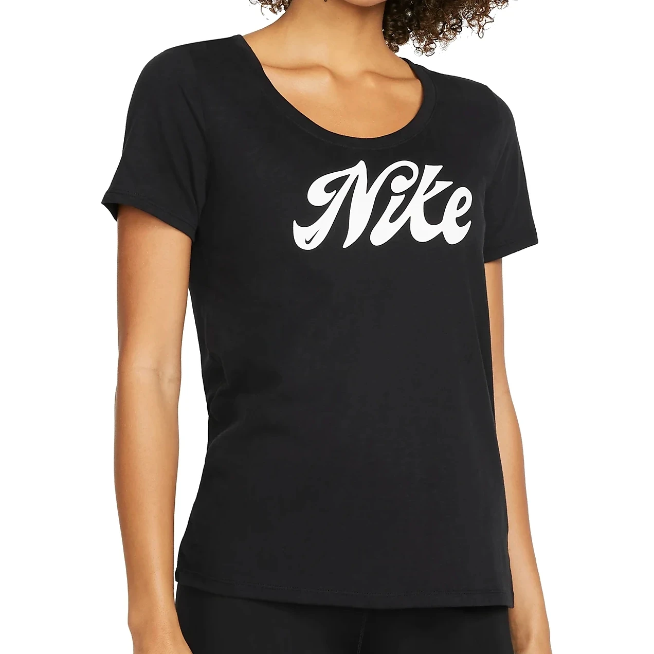 Nike Dri-FIT Script T-Shirt Dames - Zwart FD2986-010 3 Nike Dri-FIT Script T-Shirt Dames - Zwart FD2986-010