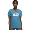Nike Dri-FIT Script T-Shirt Dames - Industrial Blue/pure/heather/white FD2986-457 -Fitness-Mode Winkel nike dri fit script womens tee industrial blue pure heather white fd2986 457 2 1540477