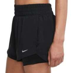 Nike One Dri-FIT Mid-Rise 2-In-1 Korte Broek 3" Dames - Black/reflective Silver DX6012-010 -Fitness-Mode Winkel nike one dri fit mid rise 2 in 1 womens 3 shorts black reflective silver dx6012 010 2 1415305