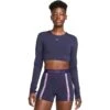 Nike Pro Dri-FIT Cropped Shirt Met Lange Mouwen Dames - Purple Ink/purple Cosmos/rush FB5233-555 -Fitness-Mode Winkel nike pro dri fit crop longsleeve purple ink purple cosmos rush fb5233 555 6 1533382