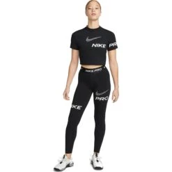 Nike Pro Dri-FIT Graphic Training Leggings Dames - Black/iron Grey/white DX0080-010 -Fitness-Mode Winkel nike pro dri fit graphic womens mid rise tights black iron grey white dx0080 010 1 1415287