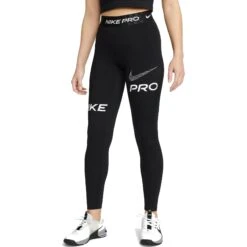 Nike Pro Dri-FIT Graphic Training Leggings Dames - Black/iron Grey/white DX0080-010