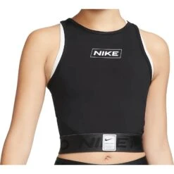 Nike Pro Dri-Fit Women's Cropped Tank - Black/dark Smoke Grey/white DQ5593-010