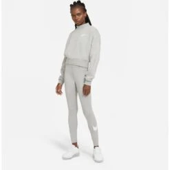 Nike Sportswear Essential Mid-Rise Swoosh Leggings Dames - Dark Grey Heather/white CZ8530-063 -Fitness-Mode Winkel nike sportswear essential women mid rise swoosh leggings dark grey heather white cz8530 063 1 1314927