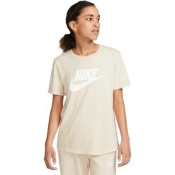 Nike Sportswear Essentials Logo T-Shirt Dames - Sanddrift/white DX7906-126