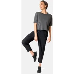 Odlo Active 365 Natural Blend T-shirt Dames - Black Melange -Fitness-Mode Winkel odlo womens active 365 natural blend t shirt black melange 3 1406407