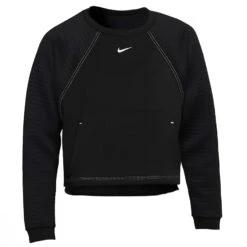 Nike Pro Fleece Crew Hardloopshirt Met Lange Mouwen Dames - Black/metallic Silver CU5745-010