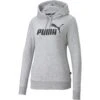 Puma Essentials Logo Hoodie Dames - Light Gray Heather -Fitness-Mode Winkel puma essentials logo womens hoodie light gray heather 1 1101530