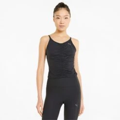 Puma Studio Foundation Ruched Tanktop Dames - Puma Black -Fitness-Mode Winkel puma studio foundation ruched womens tank puma black 3 1235419
