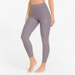 Puma Studio Mesh Inset High Waist 7/8 Tight Dames - Quail Heather -Fitness-Mode Winkel puma studio mesh inset high waist 7 8 womens training leggings quail heather 3 1220117