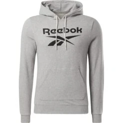 Reebok Identity Big Logo Men's French Terry Hoodie Pullover - Medium Grey Heather/black
