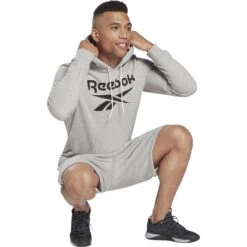 Reebok Identity Big Logo Men's French Terry Hoodie Pullover - Medium Grey Heather/black -Fitness-Mode Winkel reebok identity big logo men s french terry hoodie pullover medium grey heather black 3 1116608