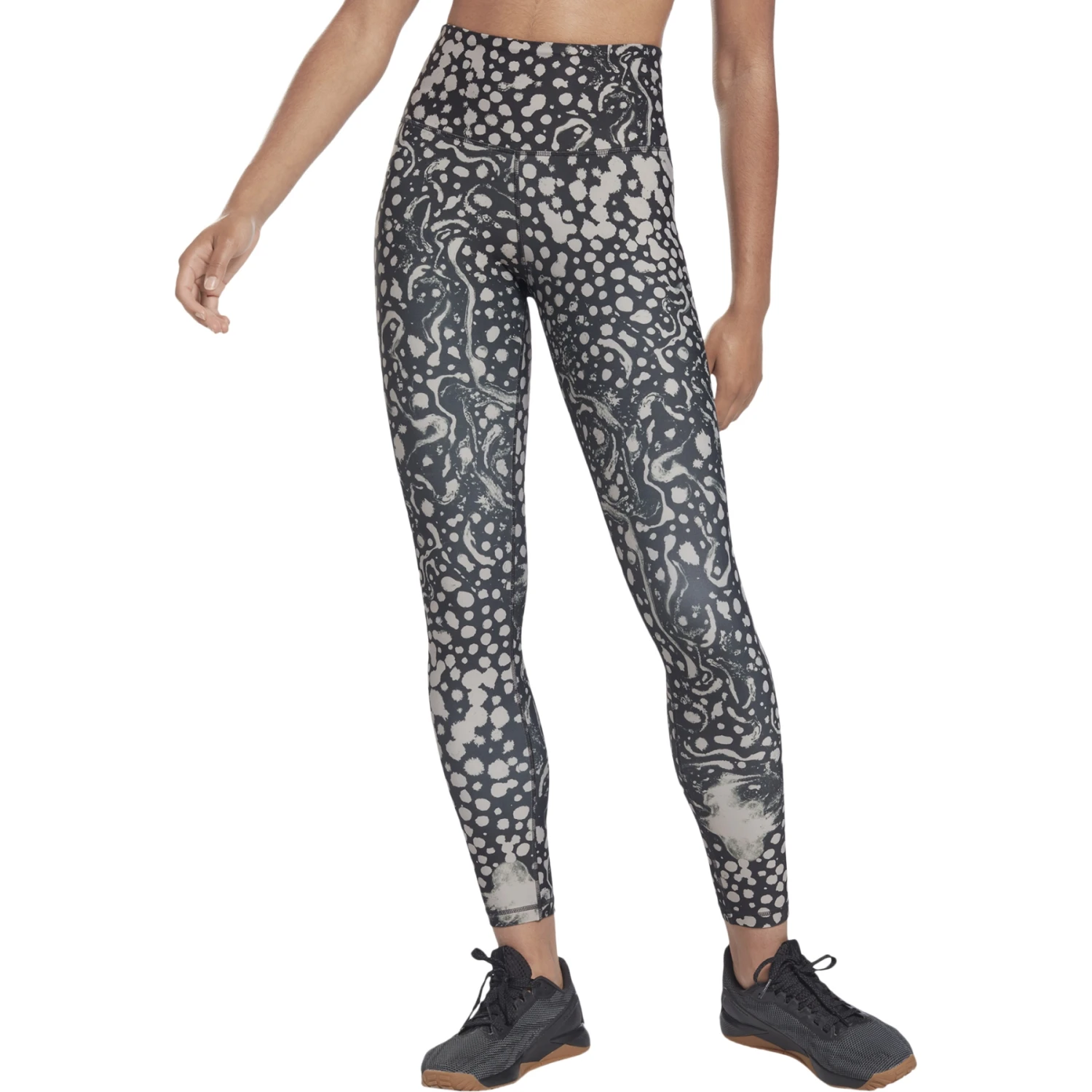 Reebok Studio Lux Bold High Rise 2.0 Modern Safari Print Women's Tights - Night Black 6 Reebok Studio Lux Bold High Rise 2.0 Modern Safari Print Women's Tights - Night Black - Afbeelding 4
