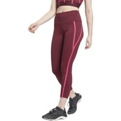 Reebok Studio Taped Leggings Women's Tight - Maroon -Fitness-Mode Winkel reebok studio taped leggings women tight maroon 6 1008887
