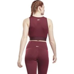 Reebok Studio Taped Tank Women's Singlet - Maroon -Fitness-Mode Winkel reebok studio taped tank women singlet maroon 1 1008975