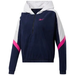 Reebok Women Workout Ready Meet Yout There 1/4 Zip Hoodie - Vector Navy FU2347