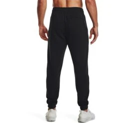 Under Armour UA Essential Fleece Joggingbroek Heren - Zwart/Wit -Fitness-Mode Winkel under armour mens essential fleece jogger black white 4 1334422