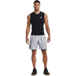 Under Armour HeatGear® Armour Shirt Zonder Mouwen Heren - Zwart/Wit -Fitness-Mode Winkel under armour mens heatgear armour sleeveless black white 6 965442