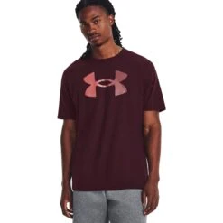 Under Armour UA Big Logo Fill Shirt Met Korte Mouwen Heren - Dark Maroon/Misty Purple