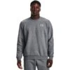Under Armour UA Essential Fleece Crew Sweatshirt Heren - Pitch Gray Medium Heather/White -Fitness-Mode Winkel under armour mens ua essential fleece crew pitch gray medium heather white 3 1282904