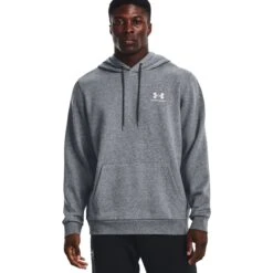 Under Armour UA Essential Fleece Hoodie Heren - Pitch Gray Medium Heather / Wit