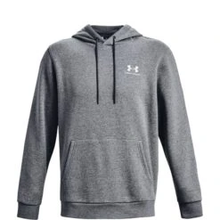 Under Armour UA Essential Fleece Hoodie Heren - Pitch Gray Medium Heather / Wit -Fitness-Mode Winkel under armour mens ua essential fleece hoodie pitch gray medium heather 3 1472842