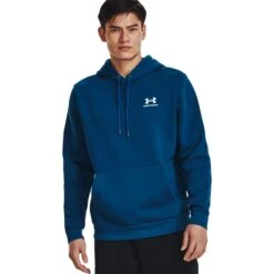 Under Armour UA Essential Fleece Hoodie Heren - Varsity Blue/Wit