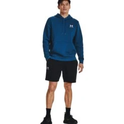 Under Armour UA Essential Fleece Hoodie Heren - Varsity Blue/Wit -Fitness-Mode Winkel under armour mens ua essential fleece hoodie varsity blue white 6 1527716